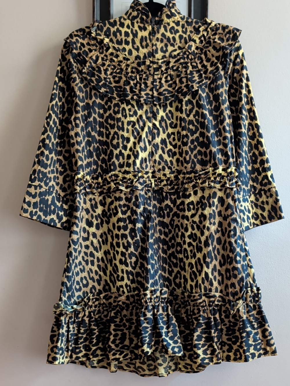 Ganni Leopard Print Ruffle Trim Mini Dress - Picture 8 of 13